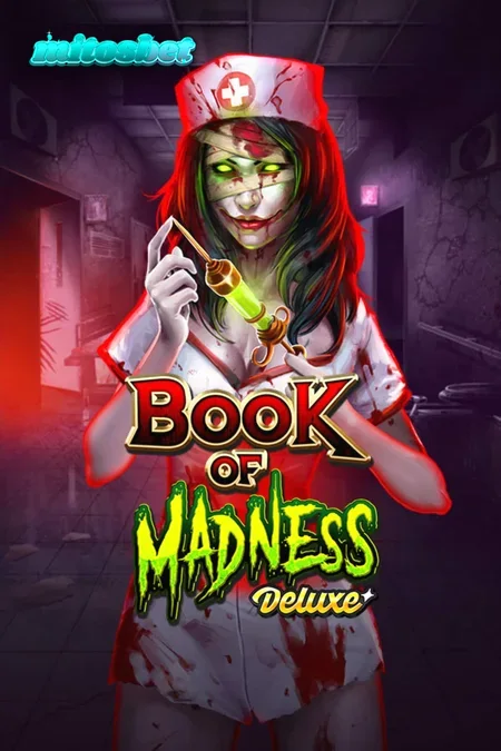 Tampilan visual slot Book of Madness Deluxe dengan tema horor